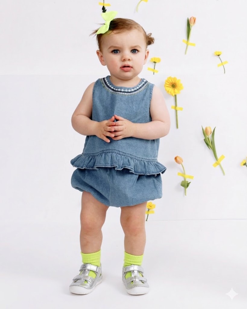 Old Soles 9502 Surf Sandal kids leather sandal in Denim with open toe detail