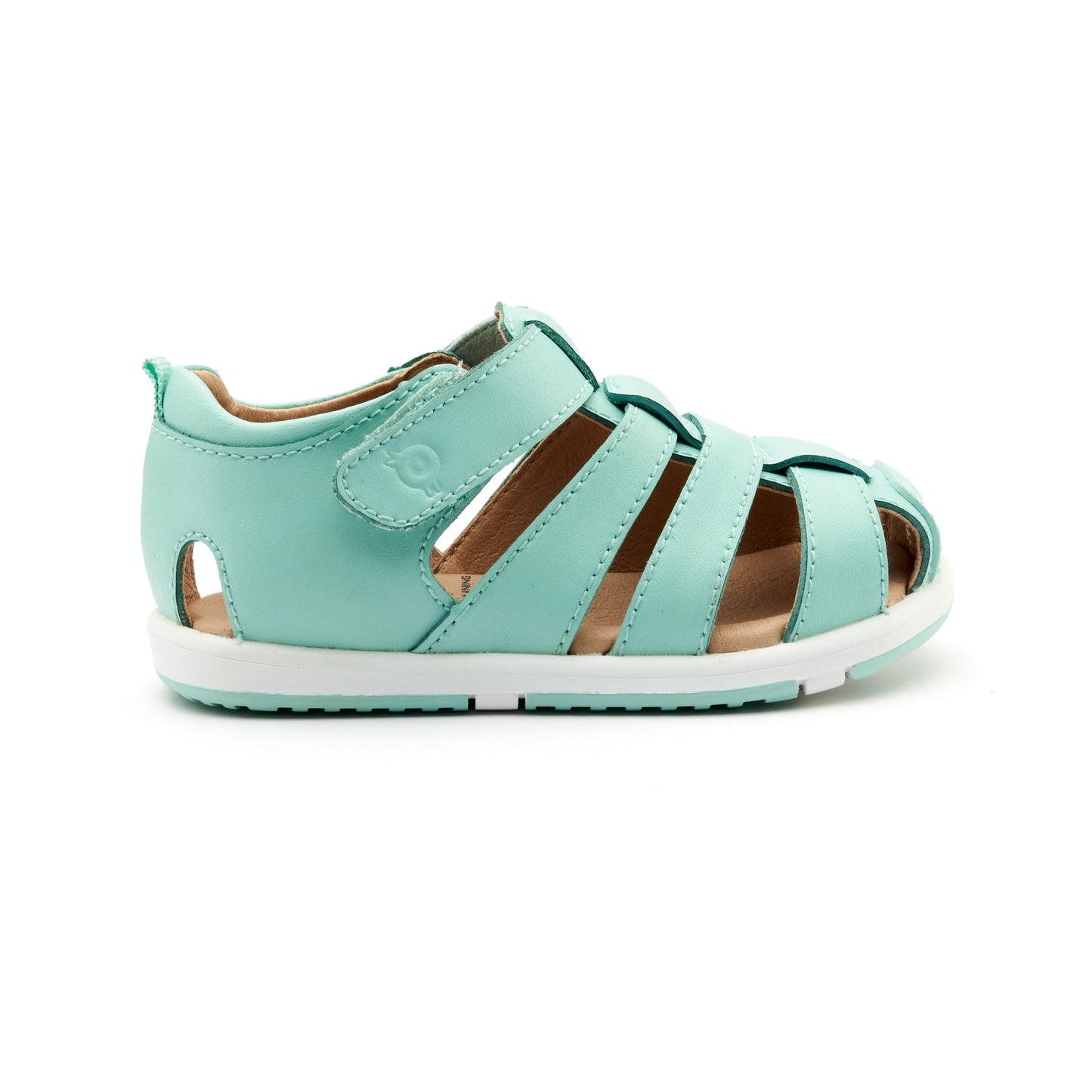 Old Soles 9502 Surf Sandal kids leather sandal in Jade and Snow with open toe detail