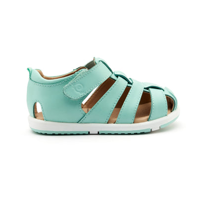 Old Soles 9502 Surf Sandal kids leather sandal in Jade and Snow with open toe detail