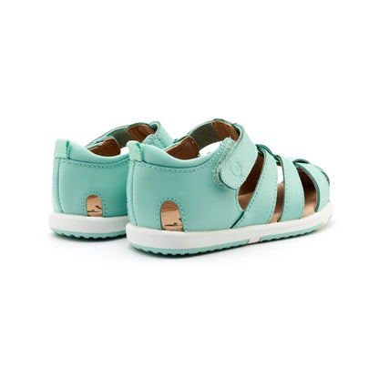 Old Soles 9502 Surf Sandal kids leather sandal in Jade and Snow with open toe detail