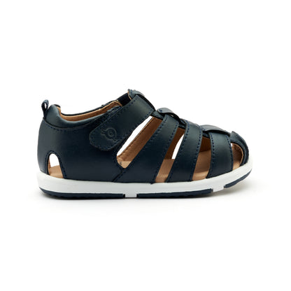 Old Soles 9502 Surf Sandal kids leather sandal in Navy and Snow with open toe detail