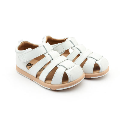 Old Soles 9502 Surf Sandal kids leather sandal in Snow and Natural Snow Sole with open toe detail