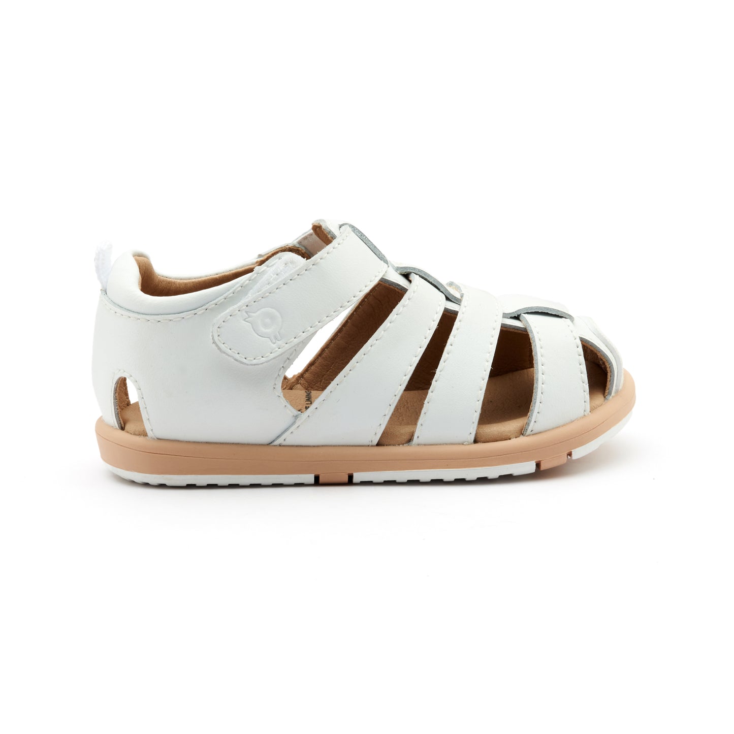 Old Soles 9502 Surf Sandal kids leather sandal in Snow and Natural Snow Sole with open toe detail