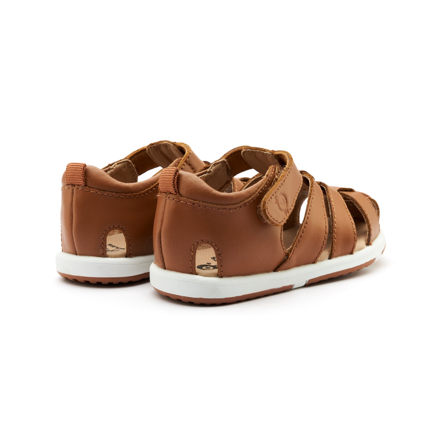 Old Soles 9502 Surf Sandal kids leather sandal in Tan and Snow with open toe detail