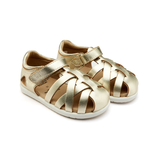 Old Soles 9504 Open Air kids leather shoe in Gold with open toe detail