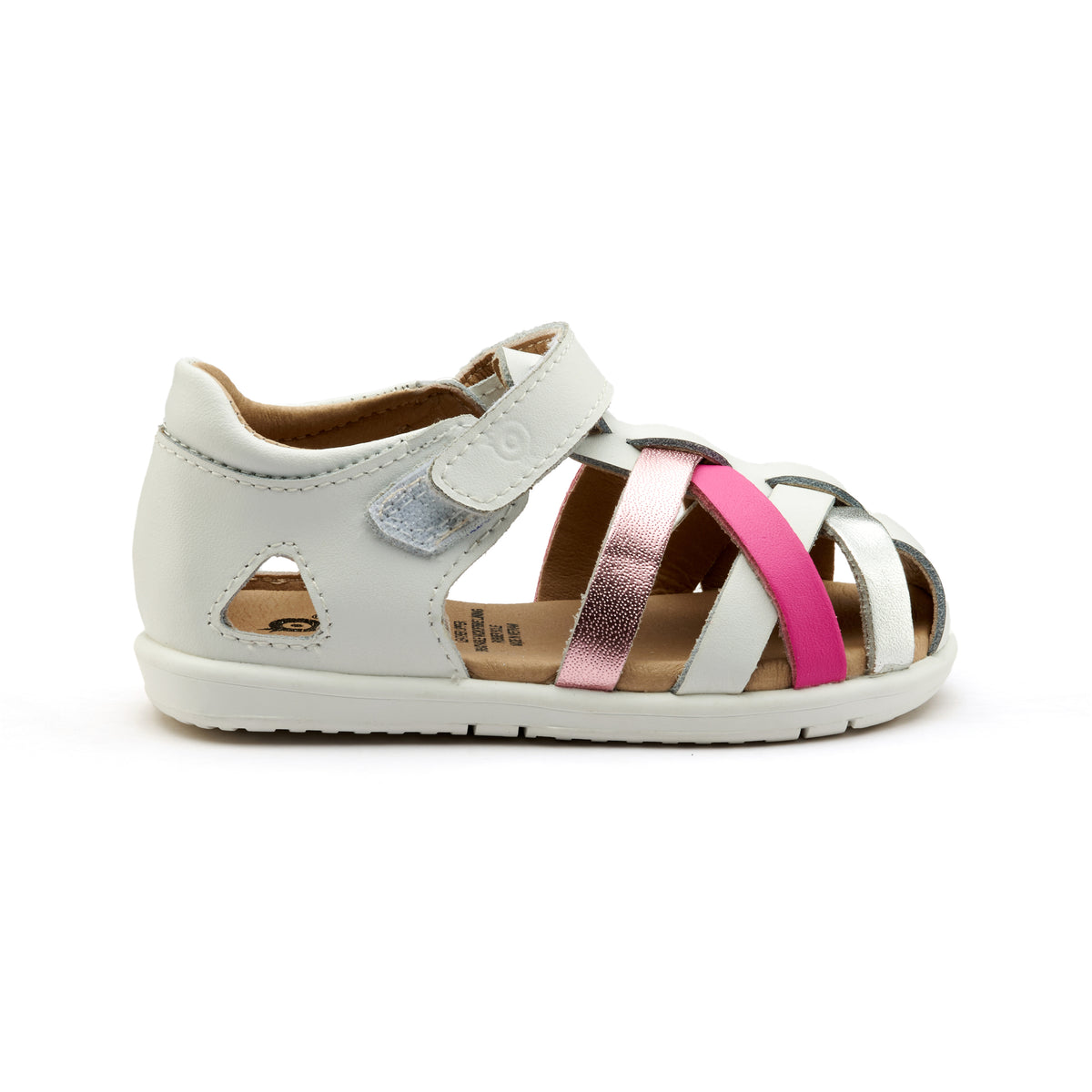 Old Soles 9504 Open Air kids leather shoe in Snow, Pink Frost, Snow, Candy, and Silver with open toe detail