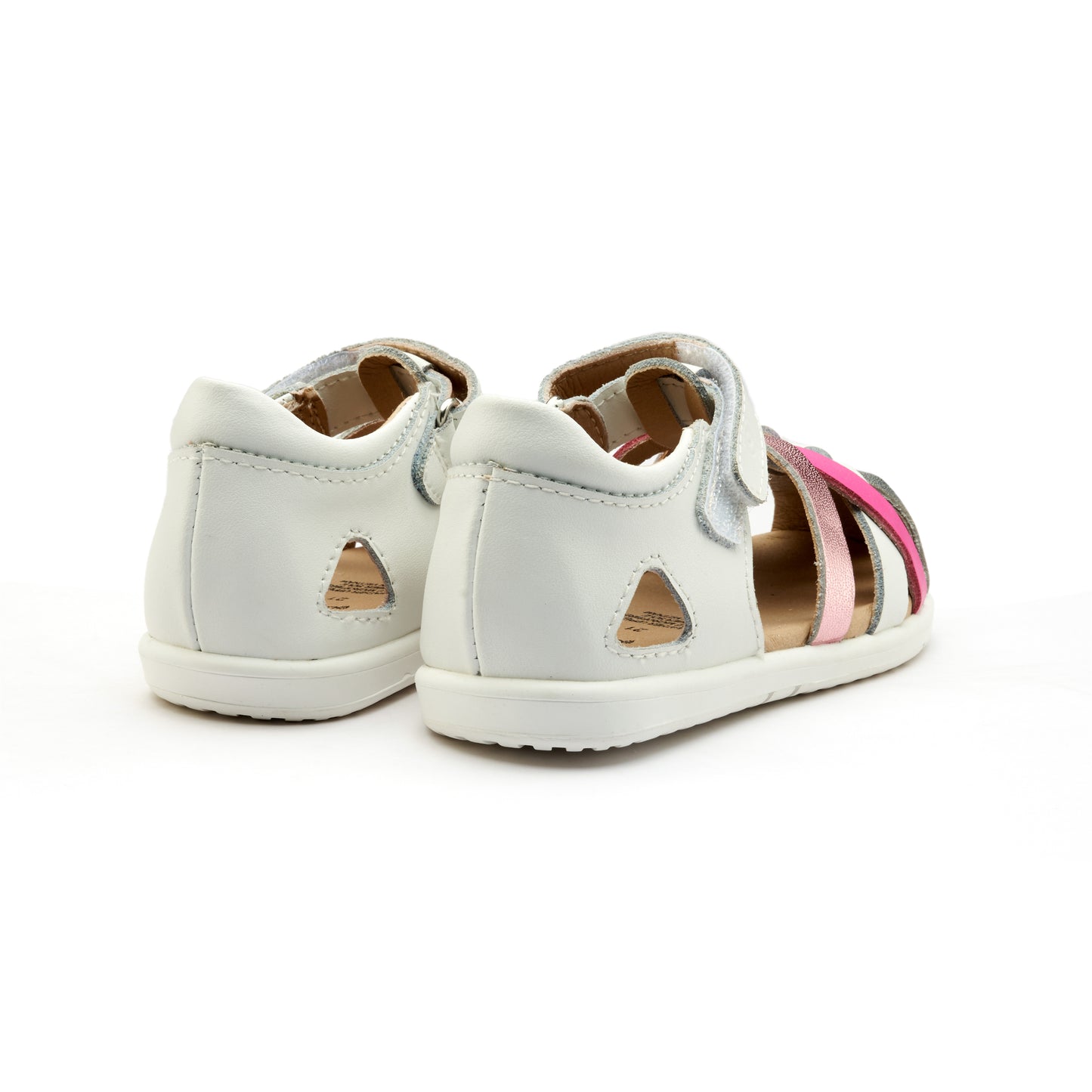 Old Soles 9504 Open Air kids leather shoe in Snow, Pink Frost, Snow, Candy, and Silver with open toe detail