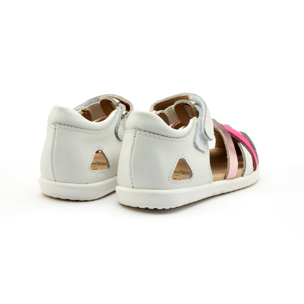 Old Soles 9504 Open Air kids leather shoe in Snow, Pink Frost, Snow, Candy, and Silver with open toe detail