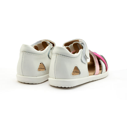 Old Soles 9504 Open Air kids leather shoe in Snow, Pink Frost, Snow, Candy, and Silver with open toe detail