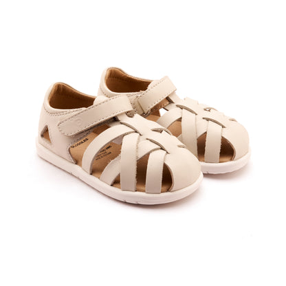 Old Soles 9504 Open Air kids leather shoe in Vanilla with open toe detail