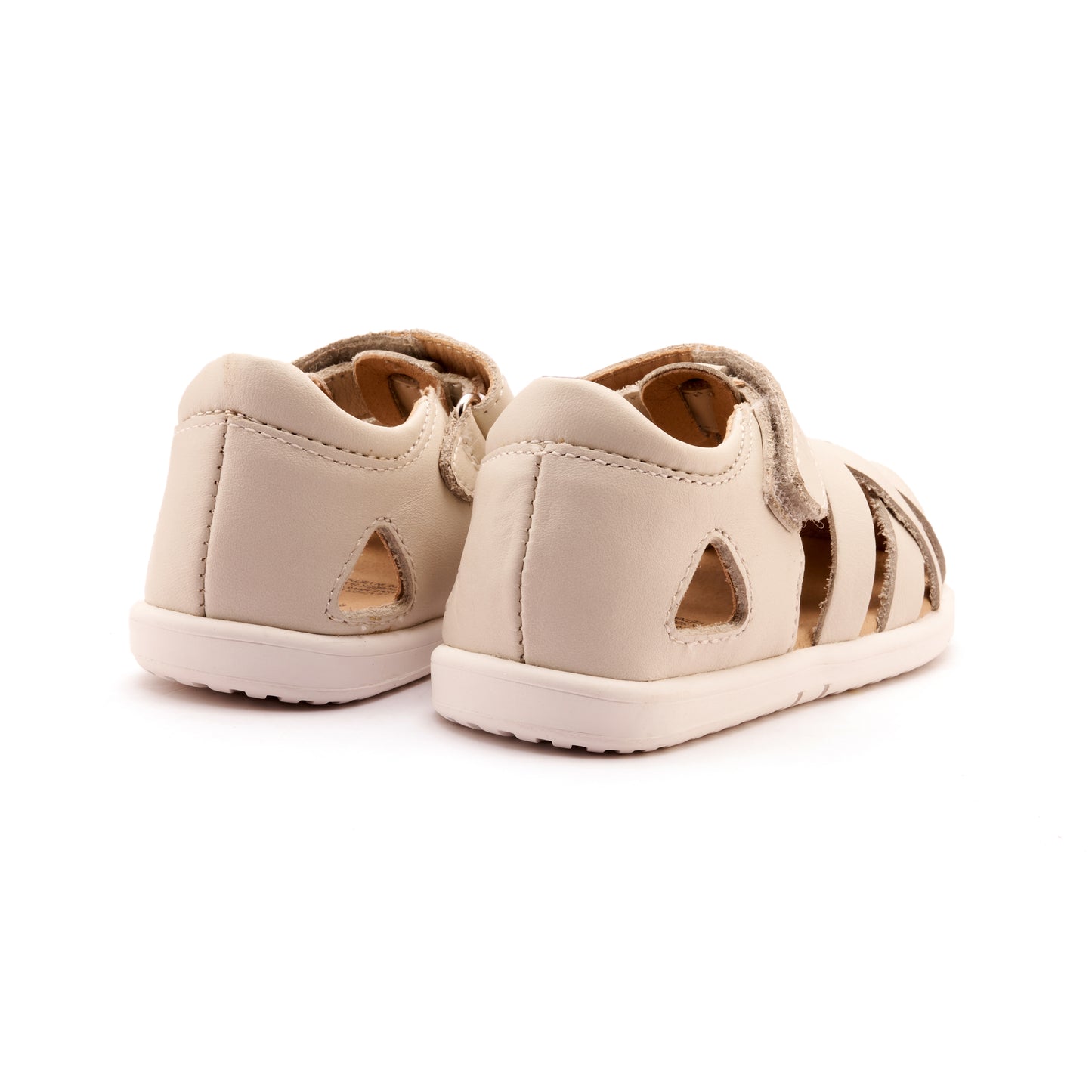 Old Soles 9504 Open Air kids leather shoe in Vanilla with open toe detail