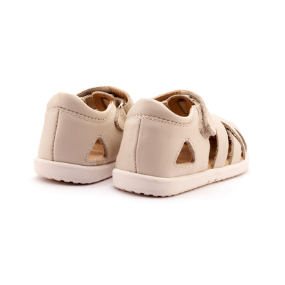 Old Soles 9504 Open Air kids leather shoe in Vanilla with open toe detail