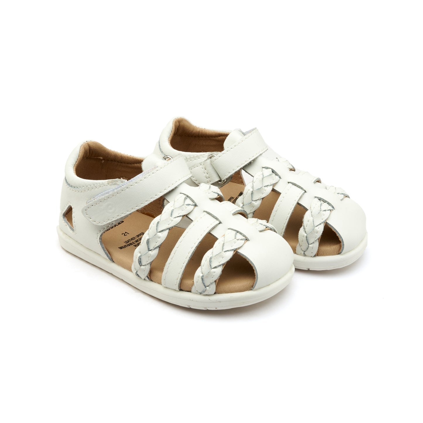 Old Soles 9510 Seascape kids leather sandal in Snow and Snow with open toe detail