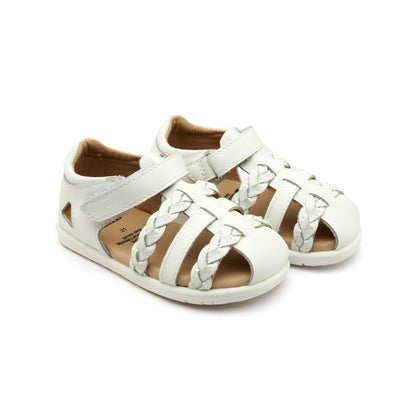 Old Soles 9510 Seascape kids leather sandal in Snow and Snow with open toe detail