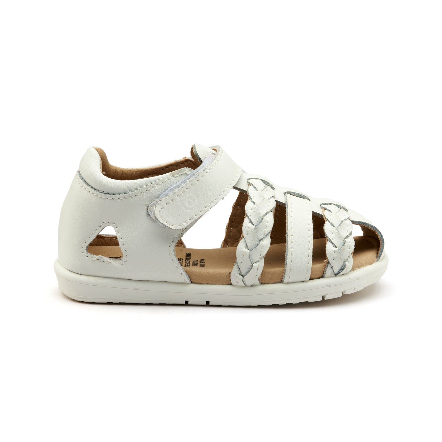 Old Soles 9510 Seascape kids leather sandal in Snow and Snow with open toe detail