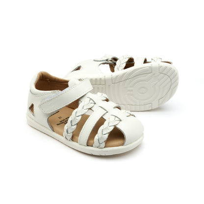 Old Soles 9510 Seascape kids leather sandal in Snow and Snow with open toe detail
