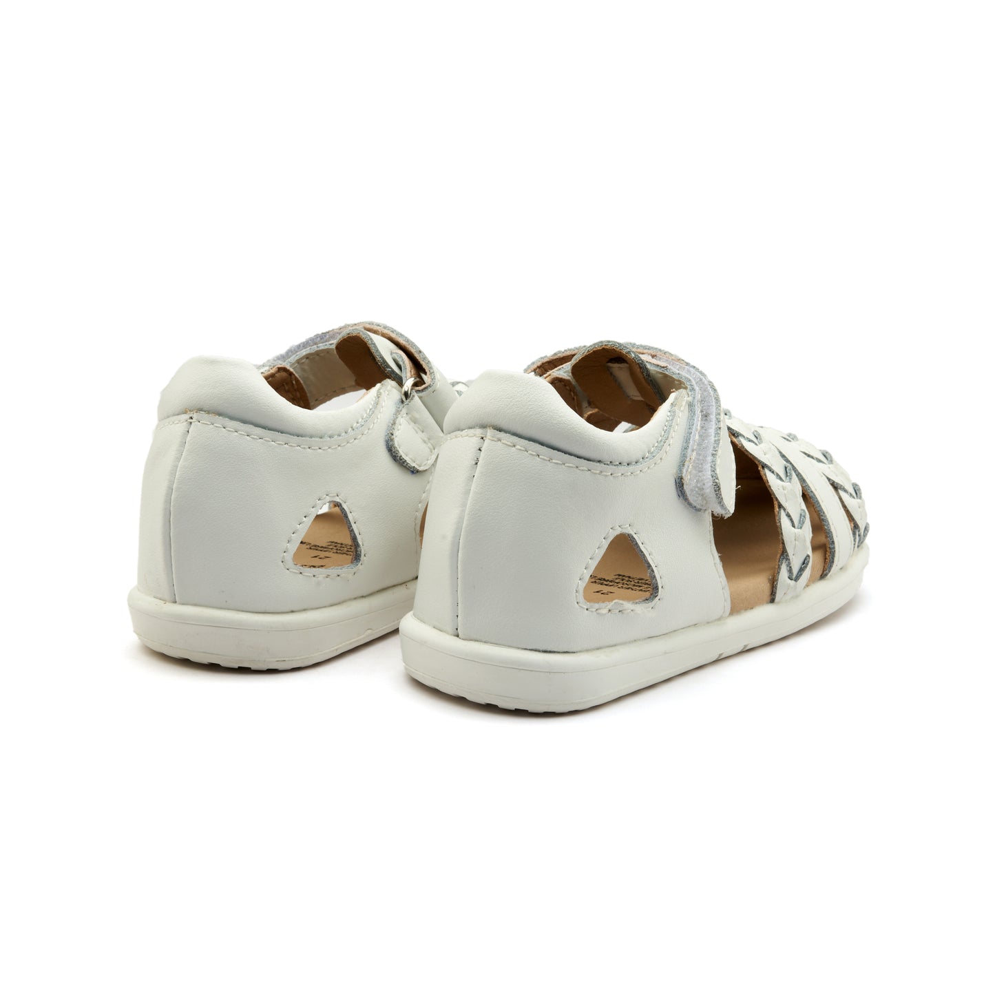 Old Soles 9510 Seascape kids leather sandal in Snow and Snow with open toe detail